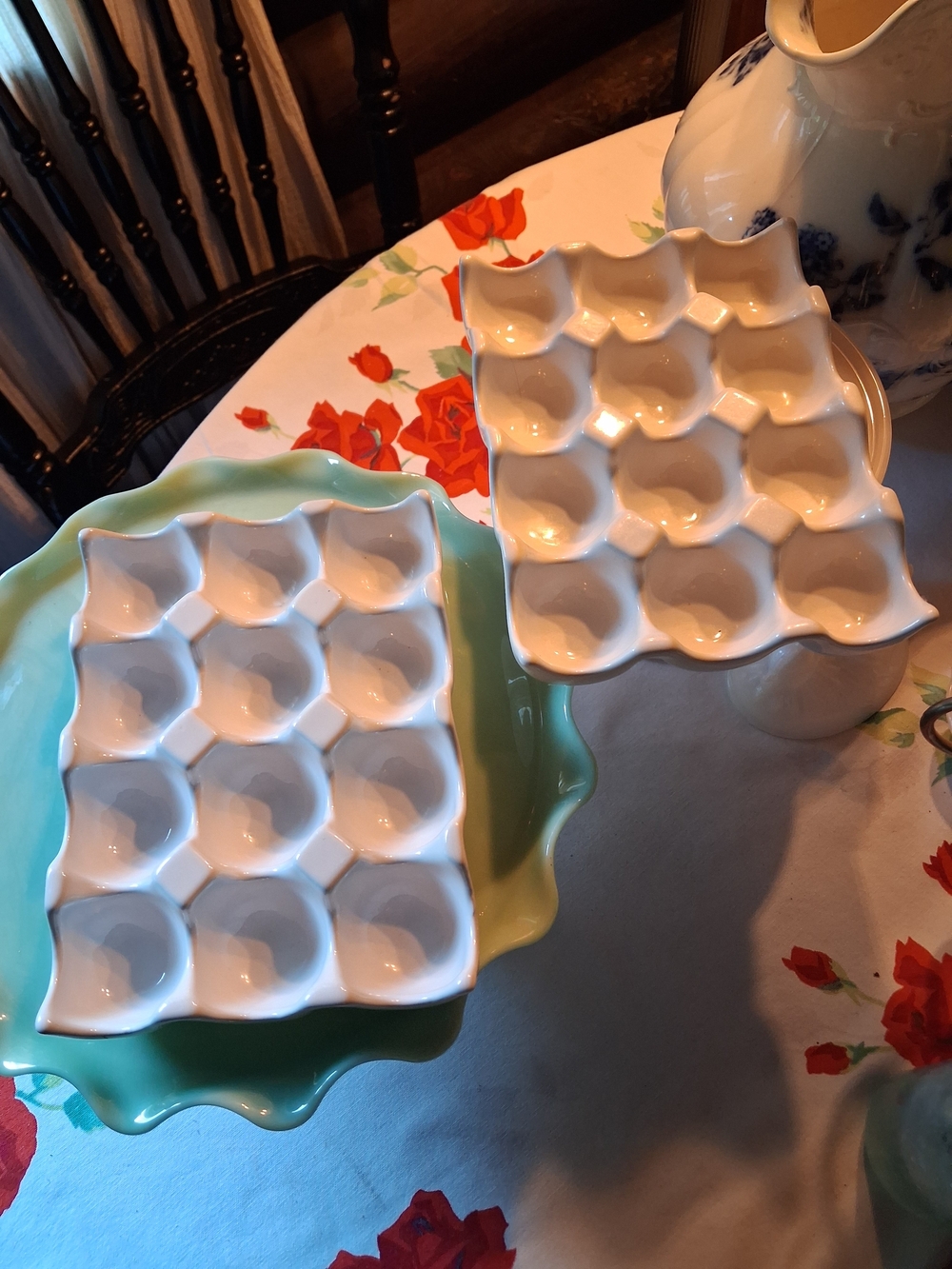 Ceramic White Egg Holder Tray (Set of 2)